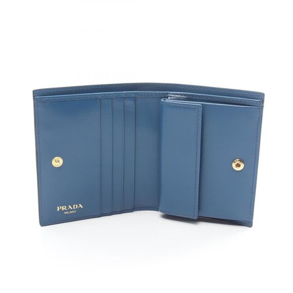 PRADA VITELLO MOVE Bifold Wallet Leather Blue - Picture 3 of 6